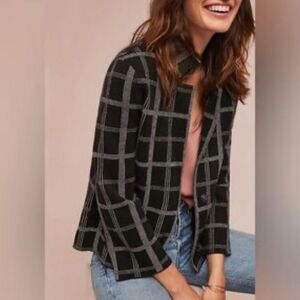 Anthropologie Black and Gray Plaid Blazer